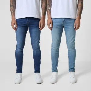 2-Pack Slim Fit Denim Jeans | Mid Blue Wash Light Blue Wash