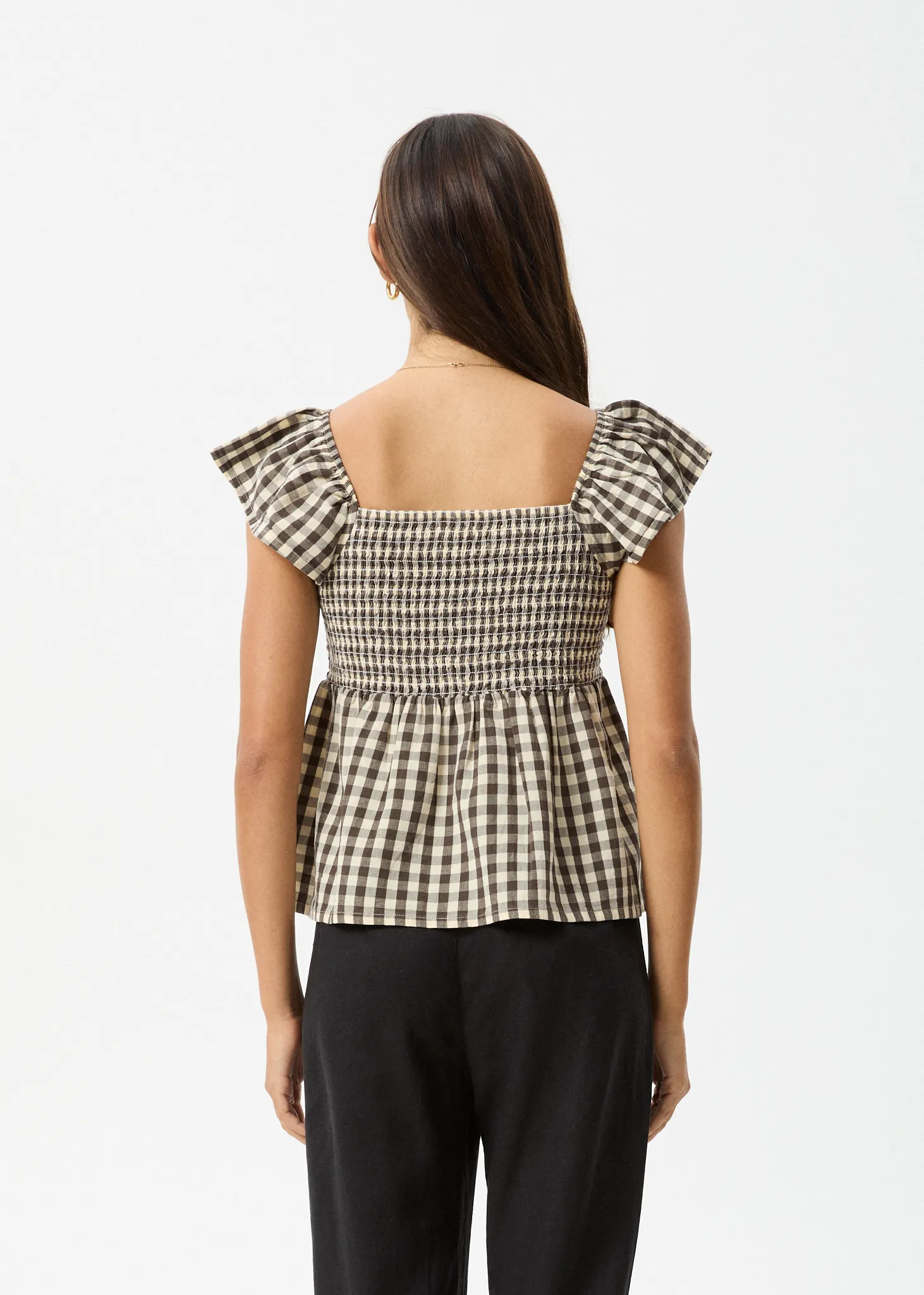 AFENDS Womens Gambet Check - Top - Black / Sand