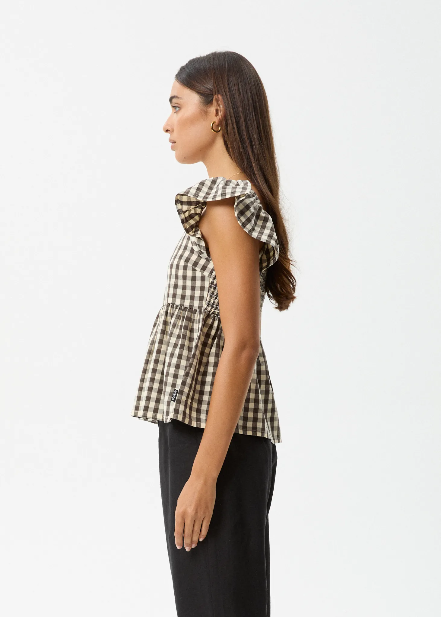 AFENDS Womens Gambet Check - Top - Black / Sand