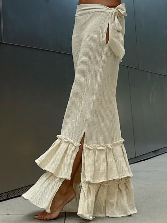 ALLE BOHO "AMANI" Handmade Croquet  Maxi Beach Skirt