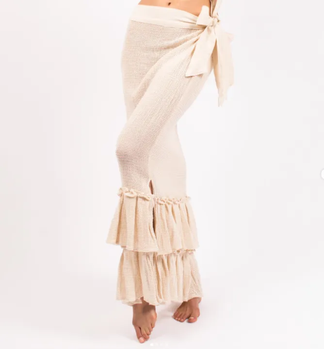 ALLE BOHO "AMANI" Handmade Croquet  Maxi Beach Skirt