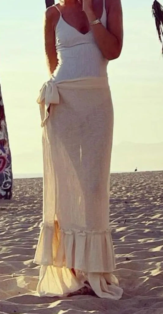 ALLE BOHO "AMANI" Handmade Croquet  Maxi Beach Skirt