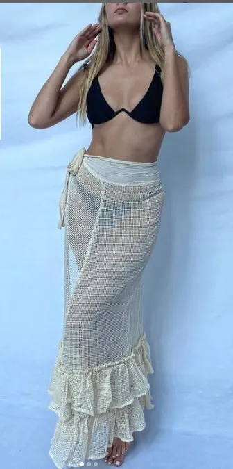 ALLE BOHO "AMANI" Handmade Croquet  Maxi Beach Skirt