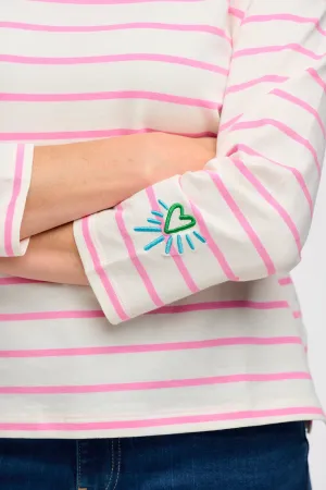 Billie Breton Top Off-White/Pink Heart Cuff