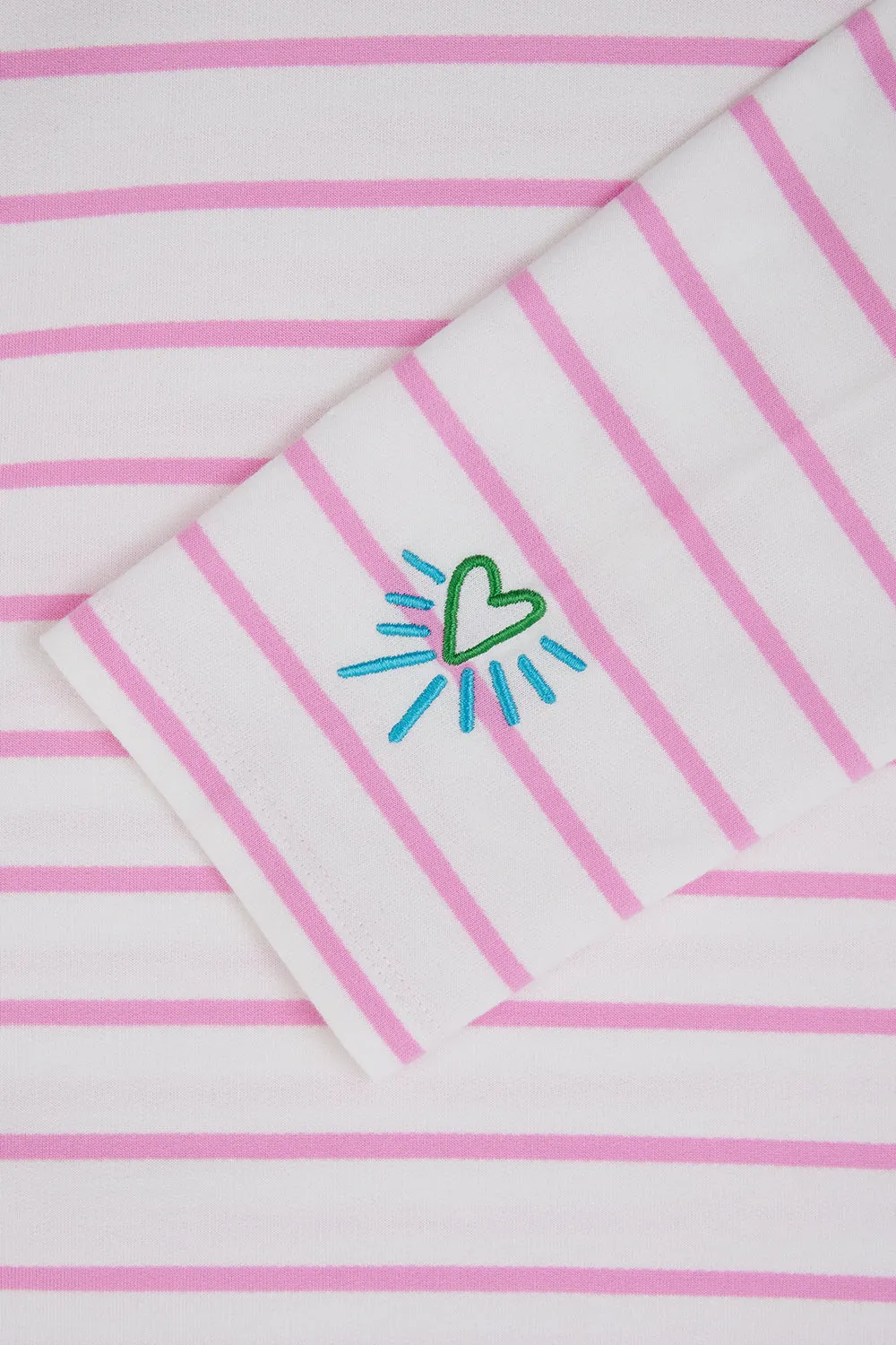 Billie Breton Top Off-White/Pink Heart Cuff