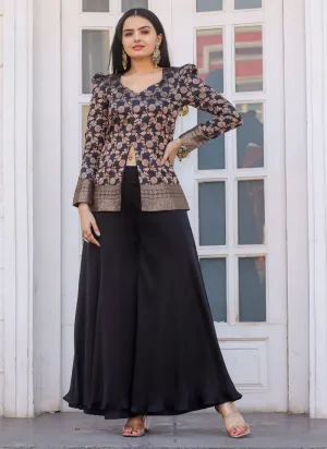 Black Vibrant Peplum and Palazzo Set