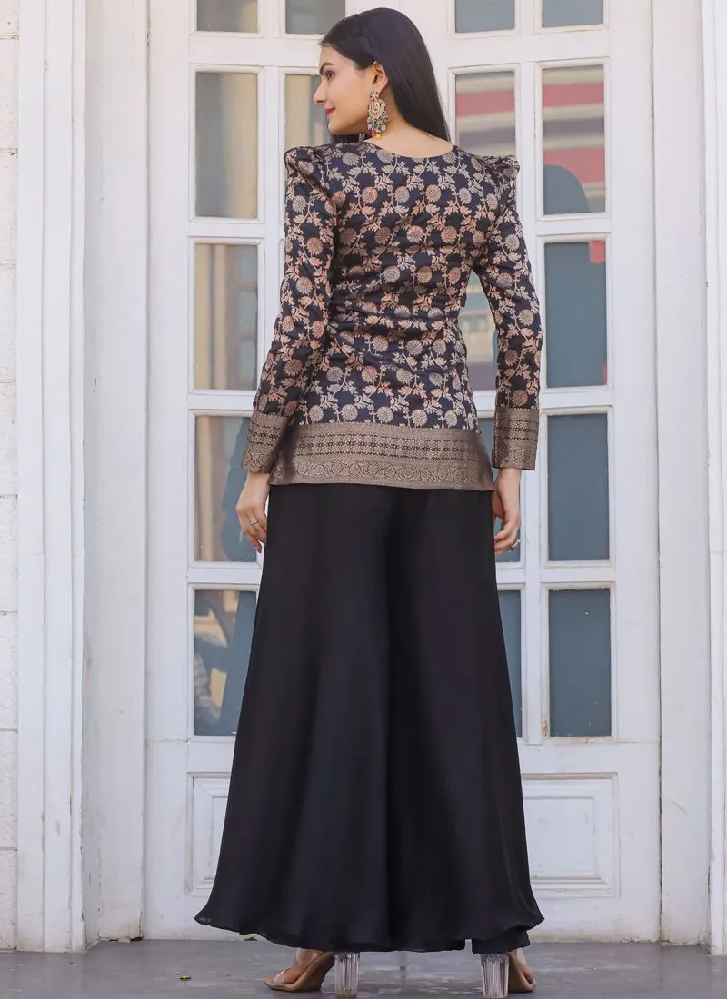 Black Vibrant Peplum and Palazzo Set