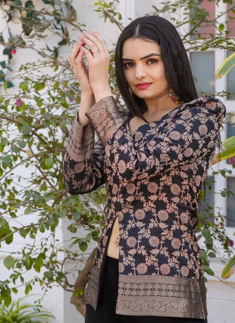 Black Vibrant Peplum and Palazzo Set