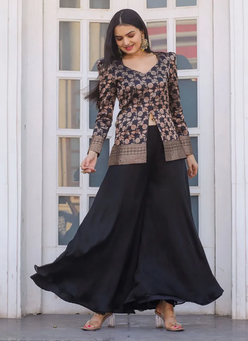 Black Vibrant Peplum and Palazzo Set