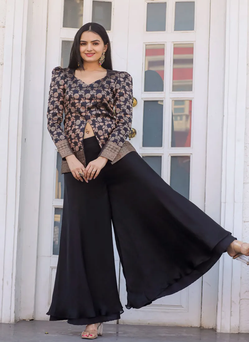 Black Vibrant Peplum and Palazzo Set