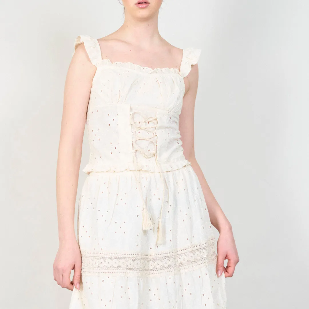 Boho lace two-piece set with ruched top wholesale