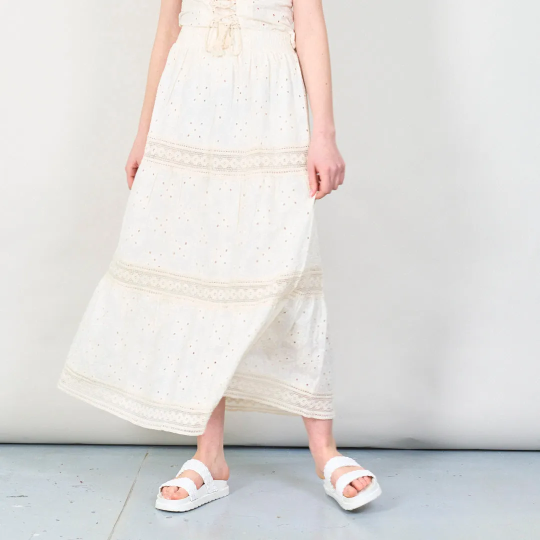 Boho lace two-piece set with ruched top wholesale