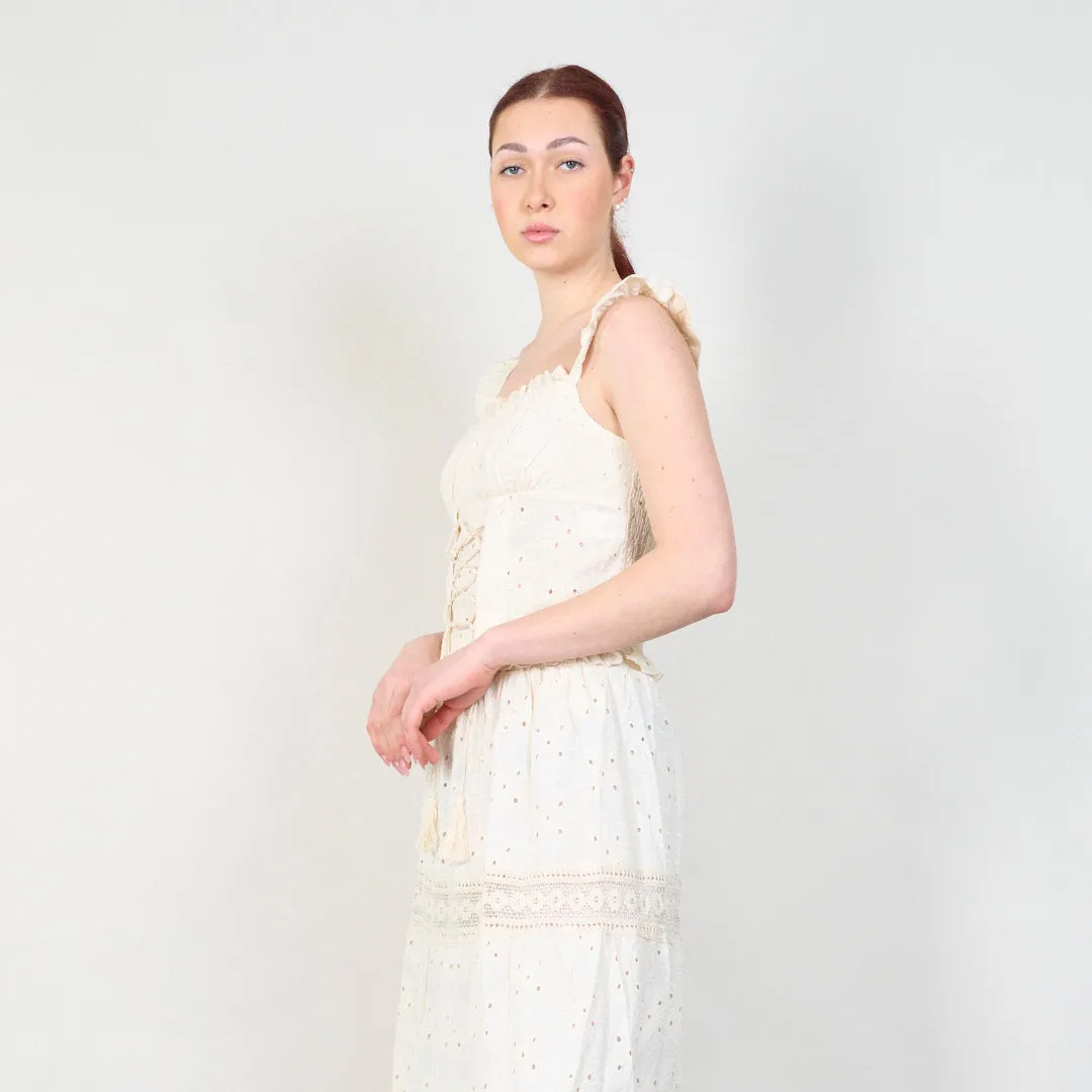 Boho lace two-piece set with ruched top wholesale