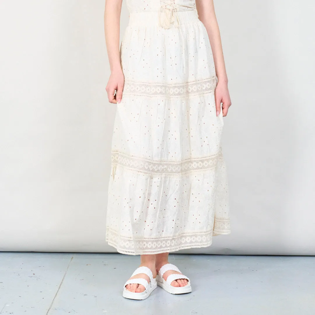 Boho lace two-piece set with ruched top wholesale