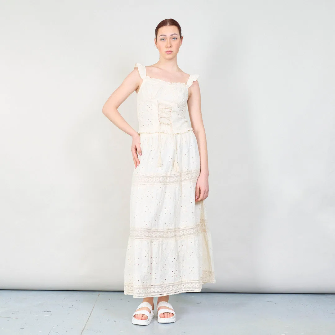 Boho lace two-piece set with ruched top wholesale