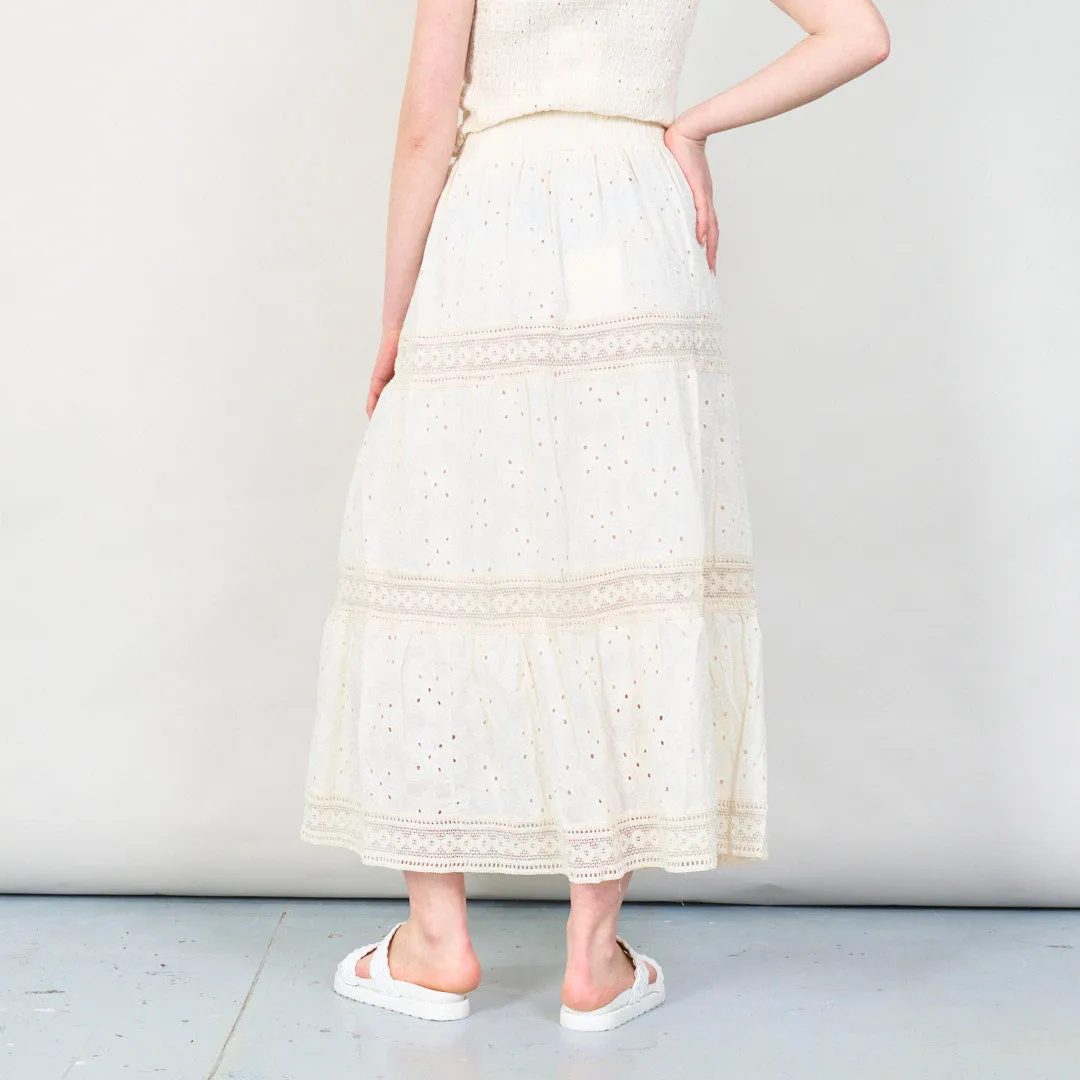 Boho lace two-piece set with ruched top wholesale