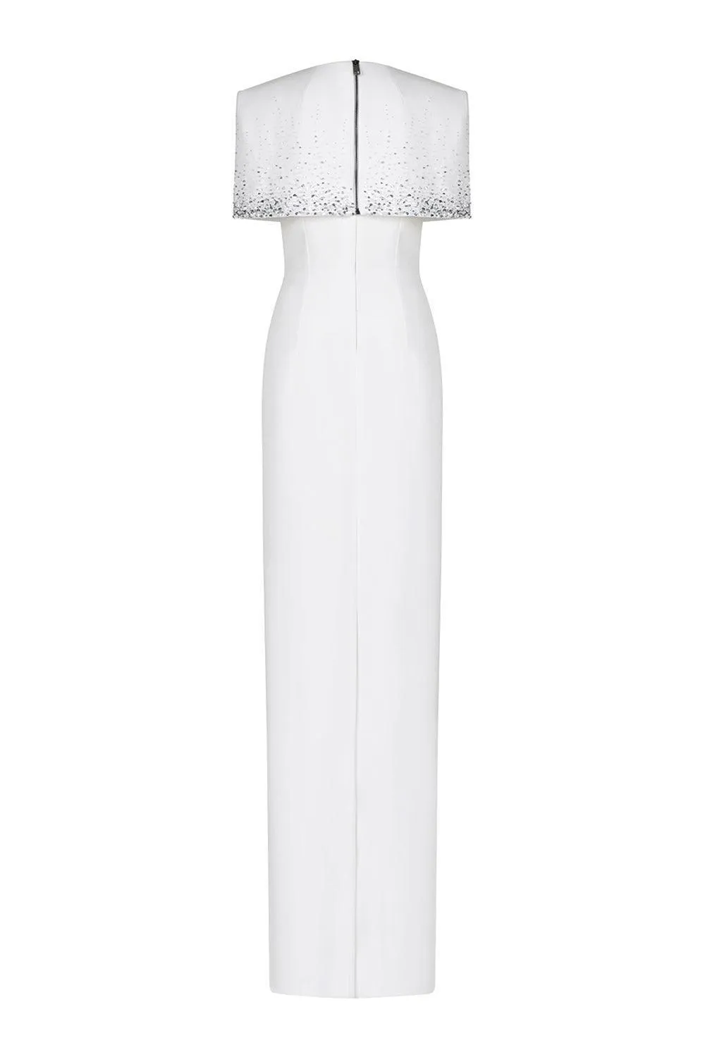 Bradford Sheath Back Slit Crepe Floor Length Dress
