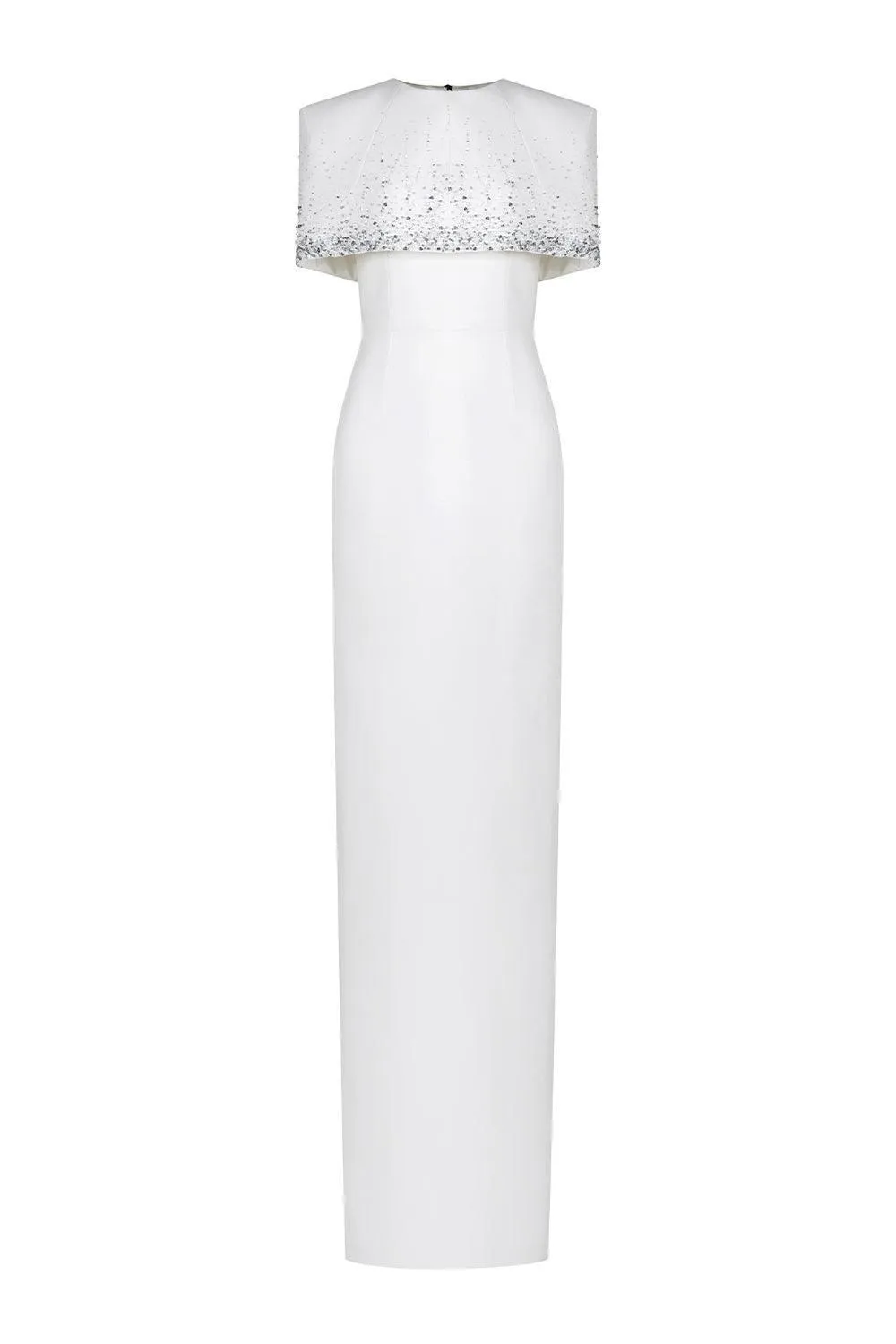 Bradford Sheath Back Slit Crepe Floor Length Dress