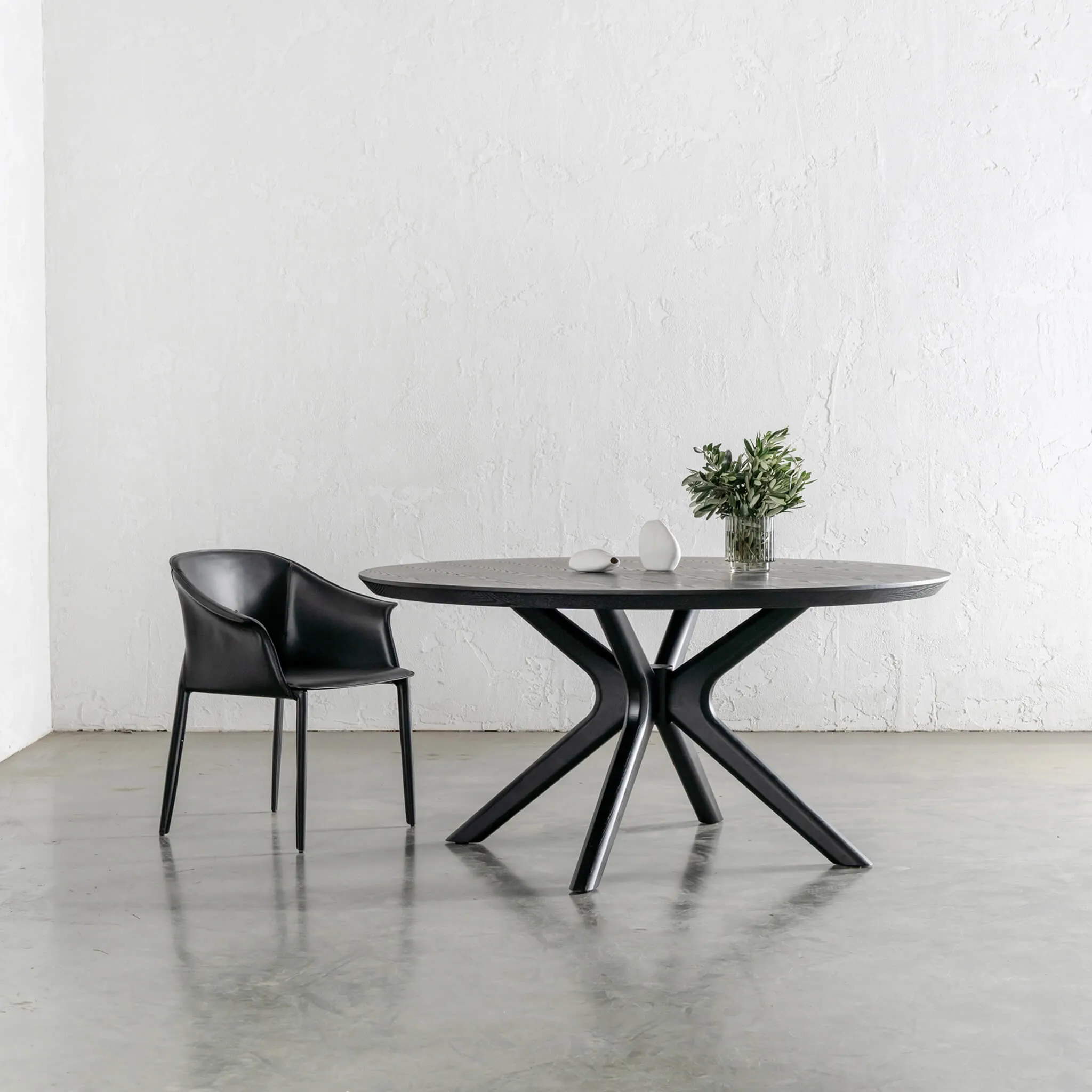 BRETON ROUND DINING TABLE  |  BLACK NOIR WOOD GRAIN  |  150CM