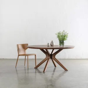 BRETON ROUND DINING TABLE  |  DEEP WALNUT WOOD GRAIN  |  150CM
