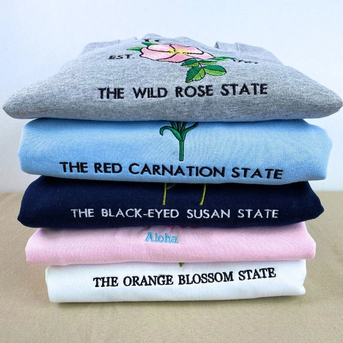 California State Sweatshirt or Hoodie, Embroidered Gift - Est. 1850 Golden Poppy Flower