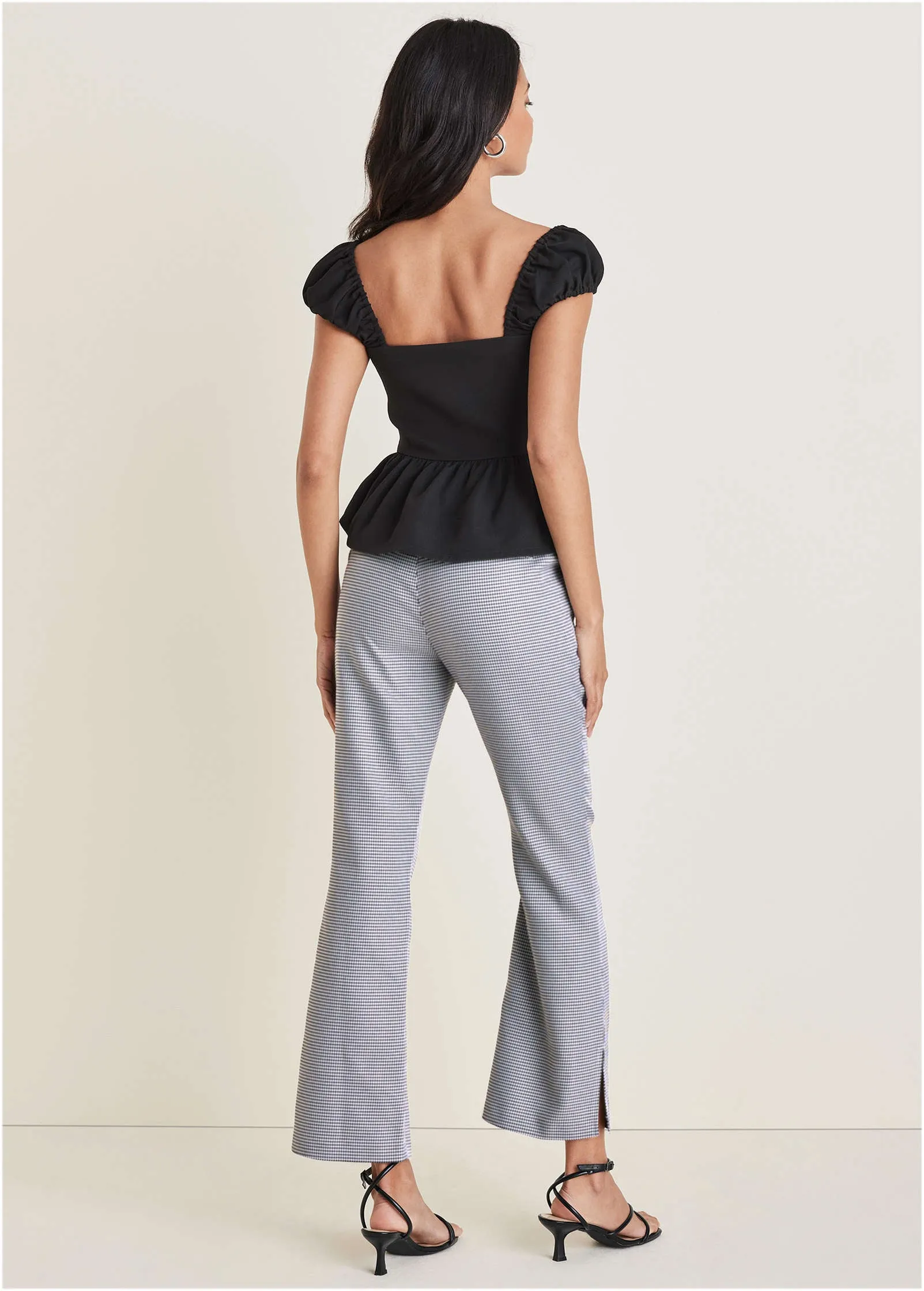Cap Sleeve Peplum Top - Black