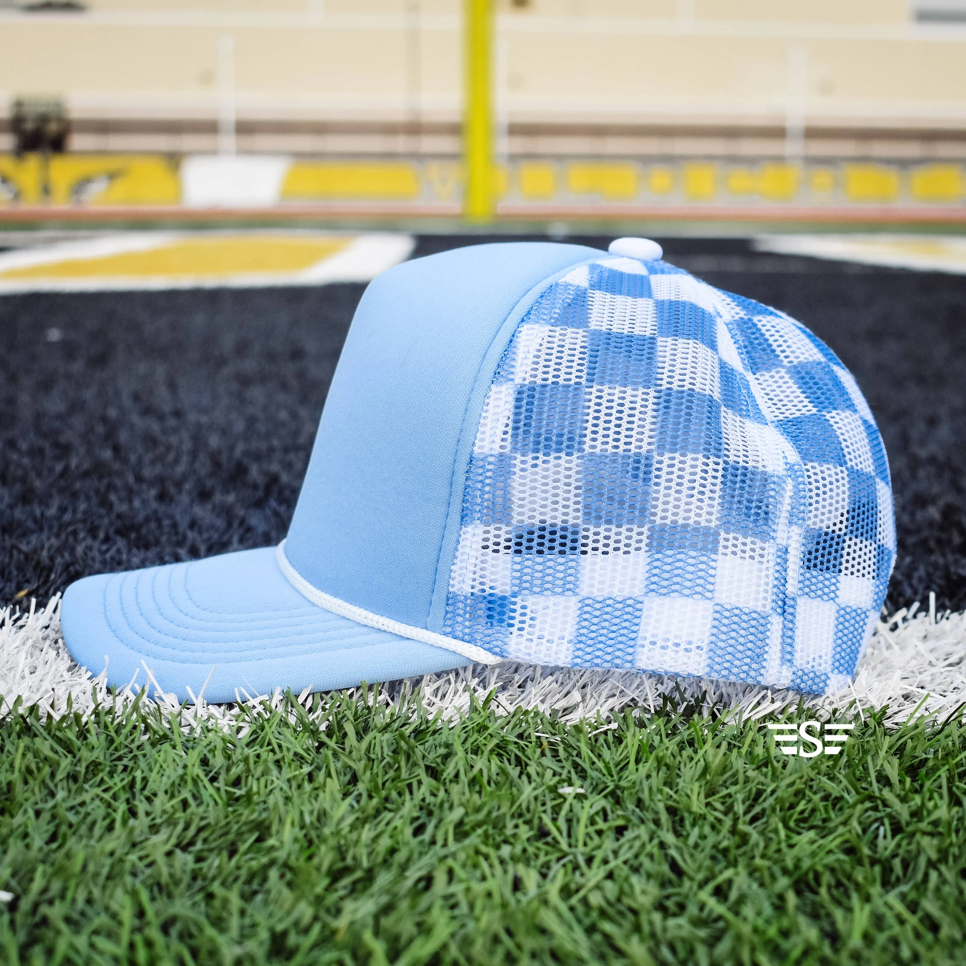 Checkered Mesh Back Foam Trucker Cap