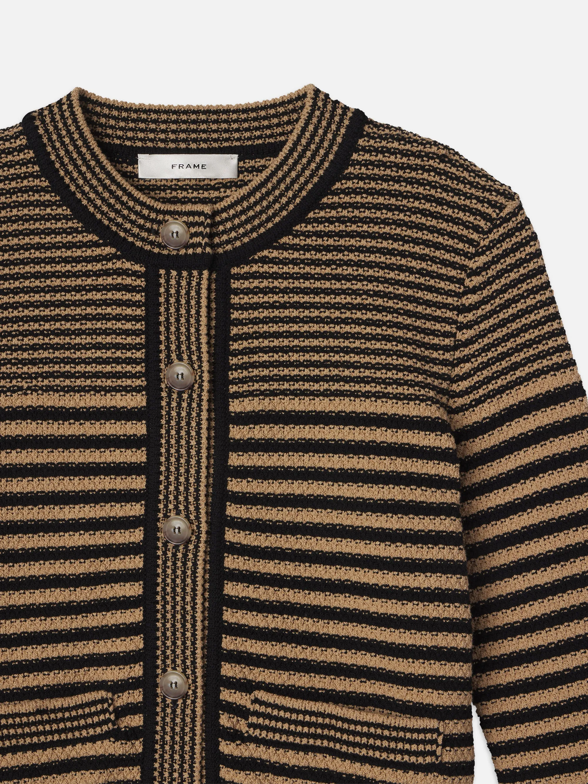 Compact Stripe Cardi -- Tan Multi