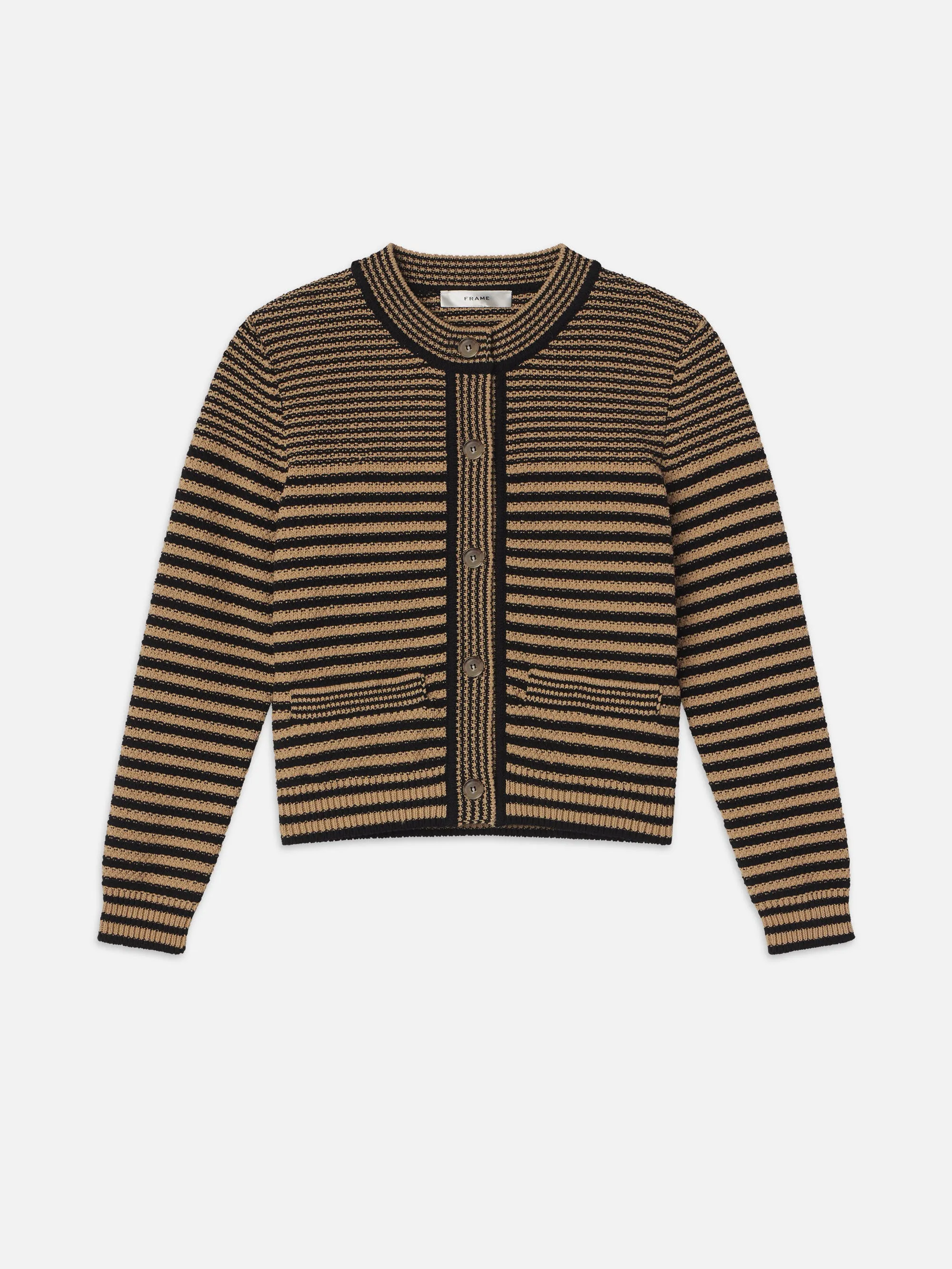 Compact Stripe Cardi -- Tan Multi