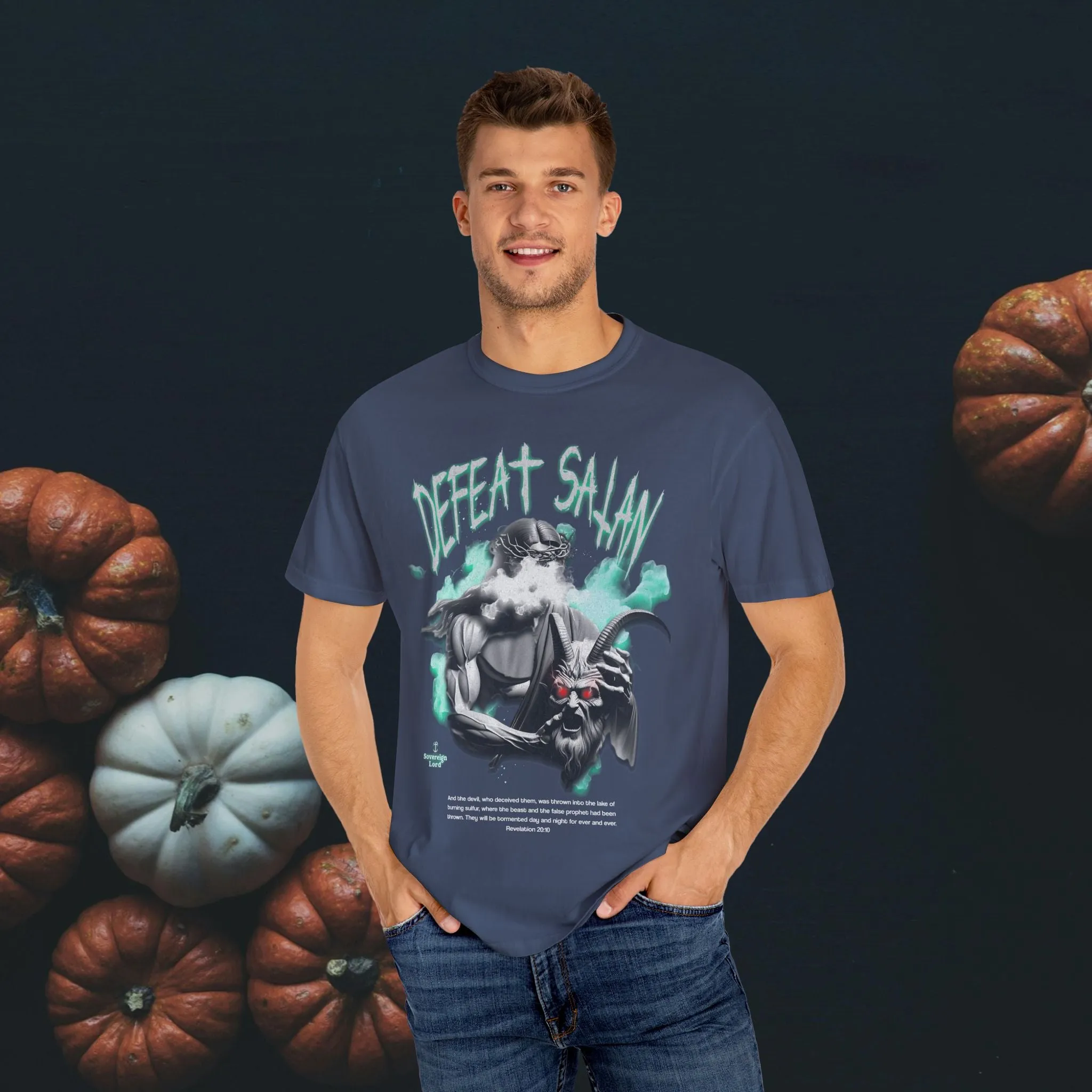 Defeat Satan Garment-Dyed T-shirt