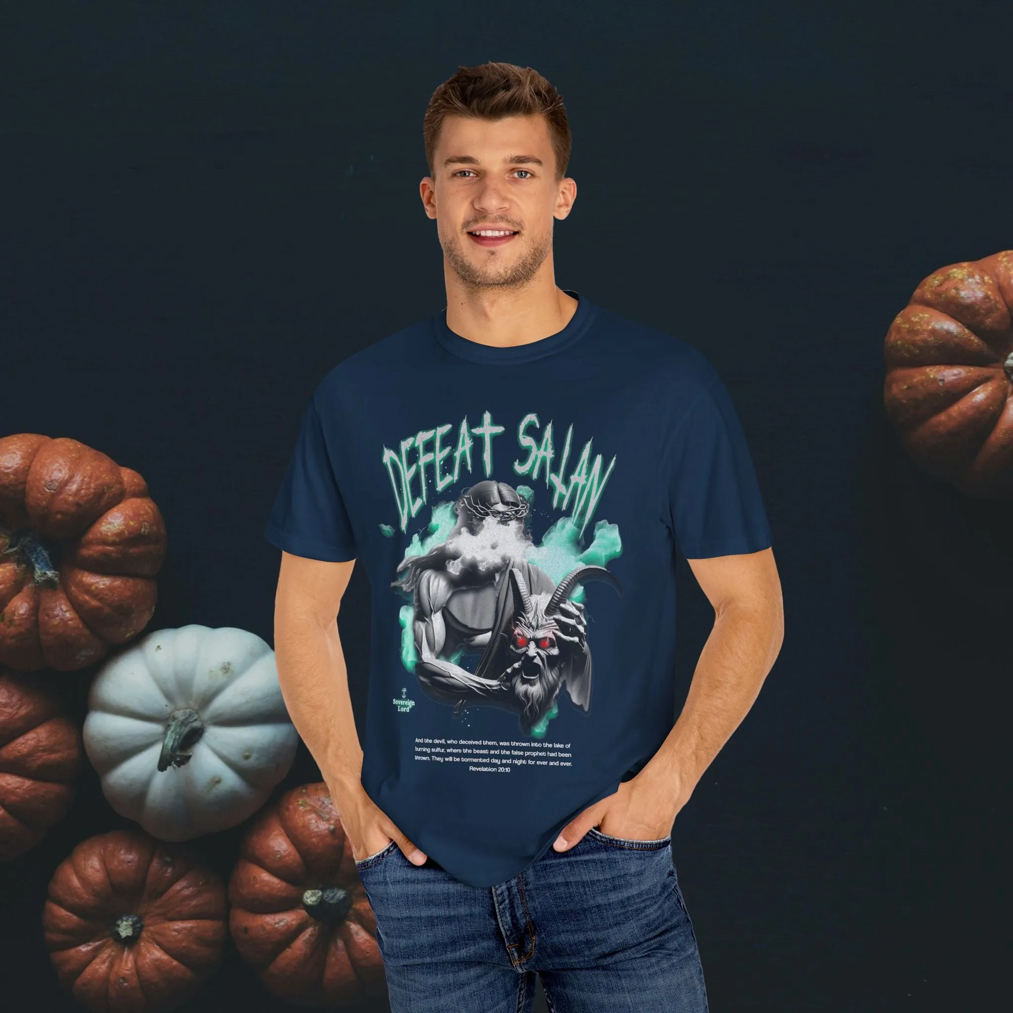 Defeat Satan Garment-Dyed T-shirt