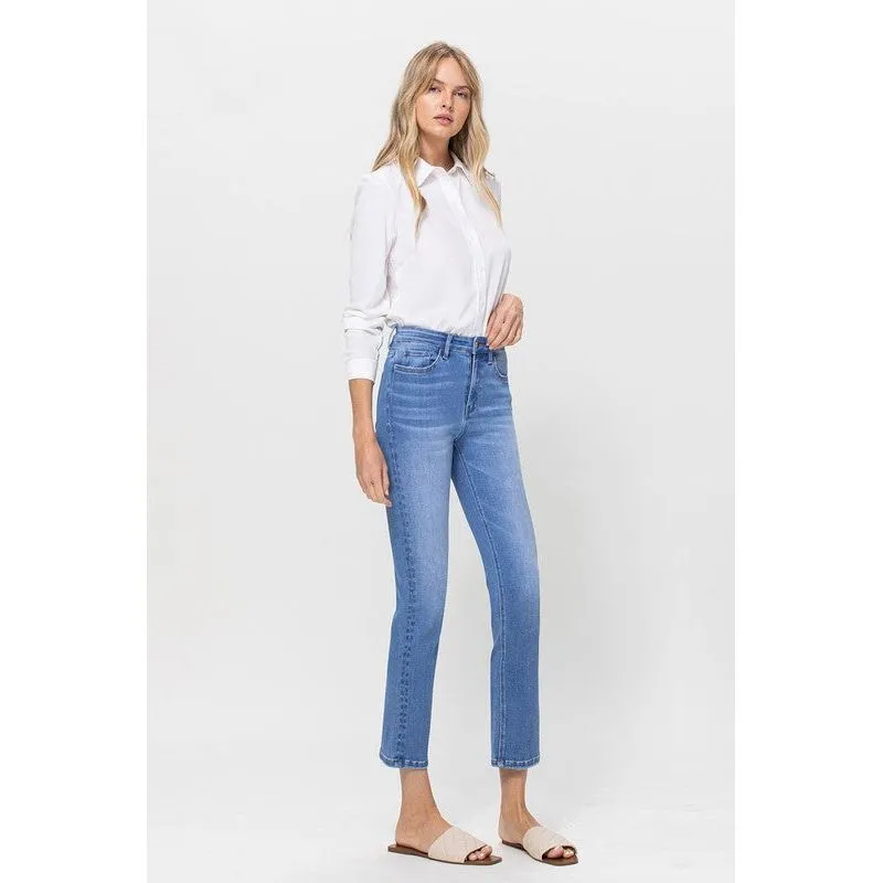 High Rise Stretch Crop Slim Straight