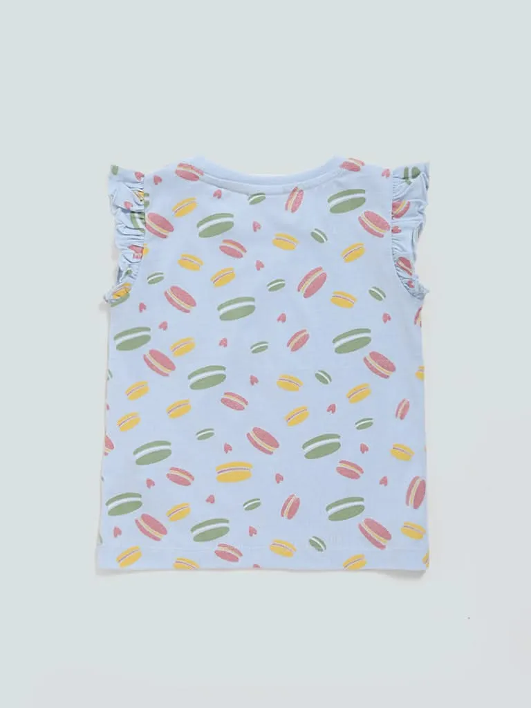 HOP Kids Powder Blue Printed T-Shirt