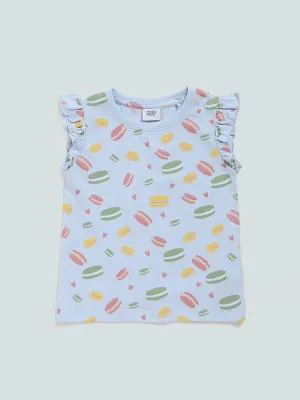 HOP Kids Powder Blue Printed T-Shirt