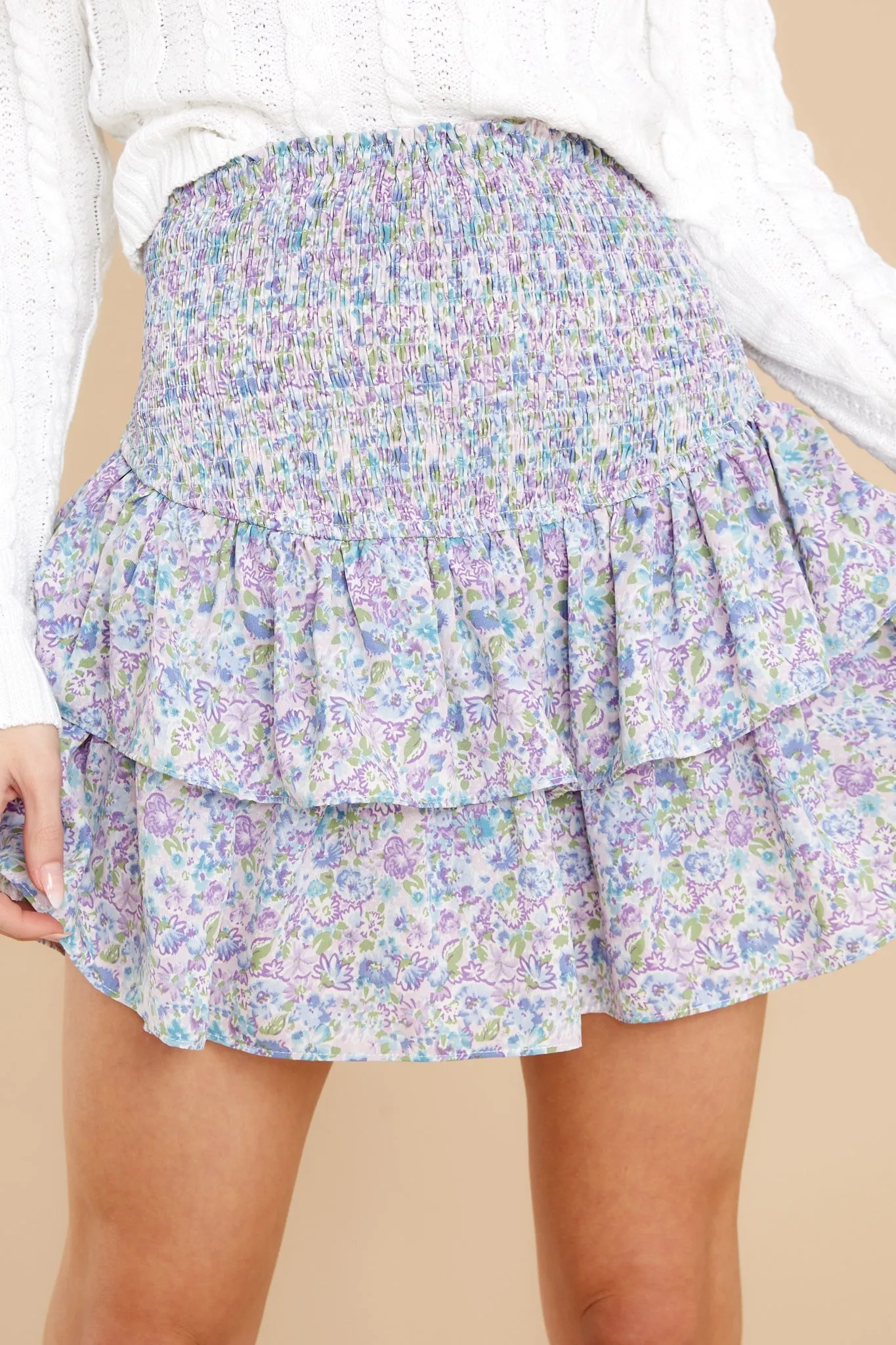 Innocent Heart Blue Floral Print Skort