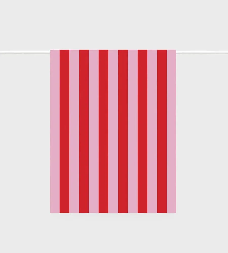 Lettuce Tea Towel - Bold Red/Pink Stripe