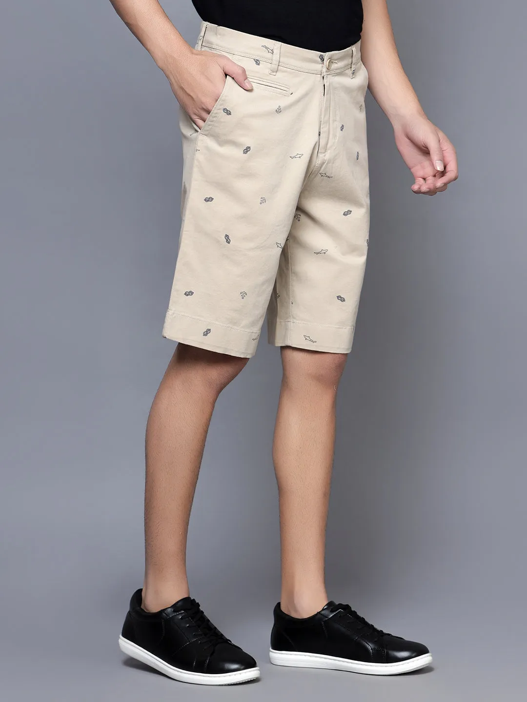 Men Beige Bermuda Shorts