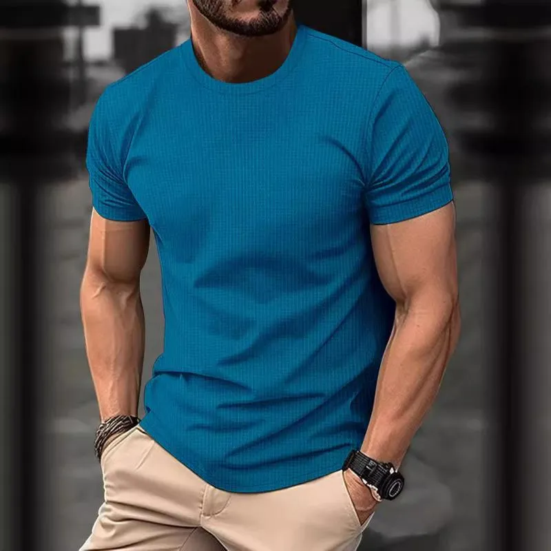 Men's Casual Round Neck Breathable Ice Silk Short-Sleeved T-Shirt 60616570M