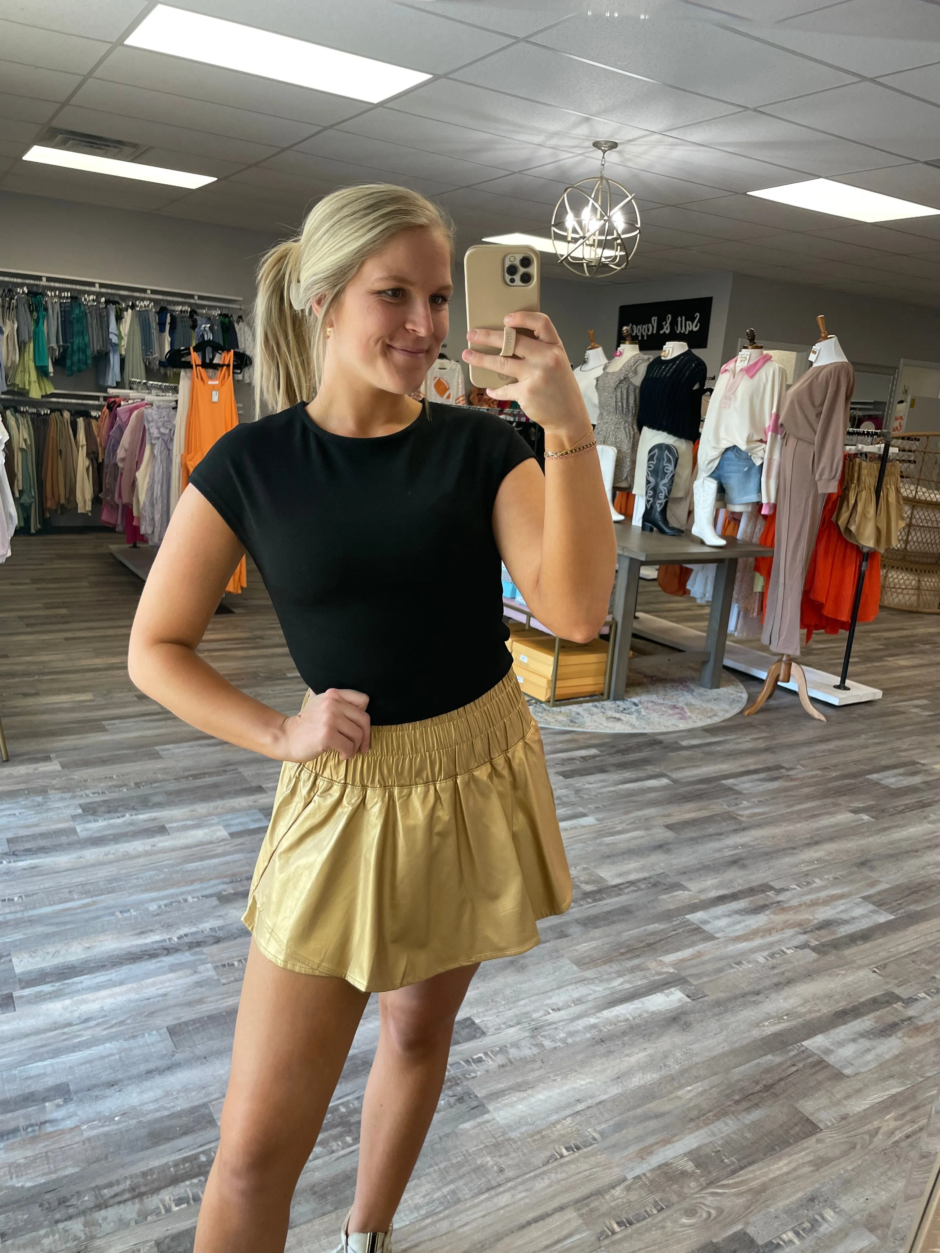 Metallic Sporty Skort - Gold