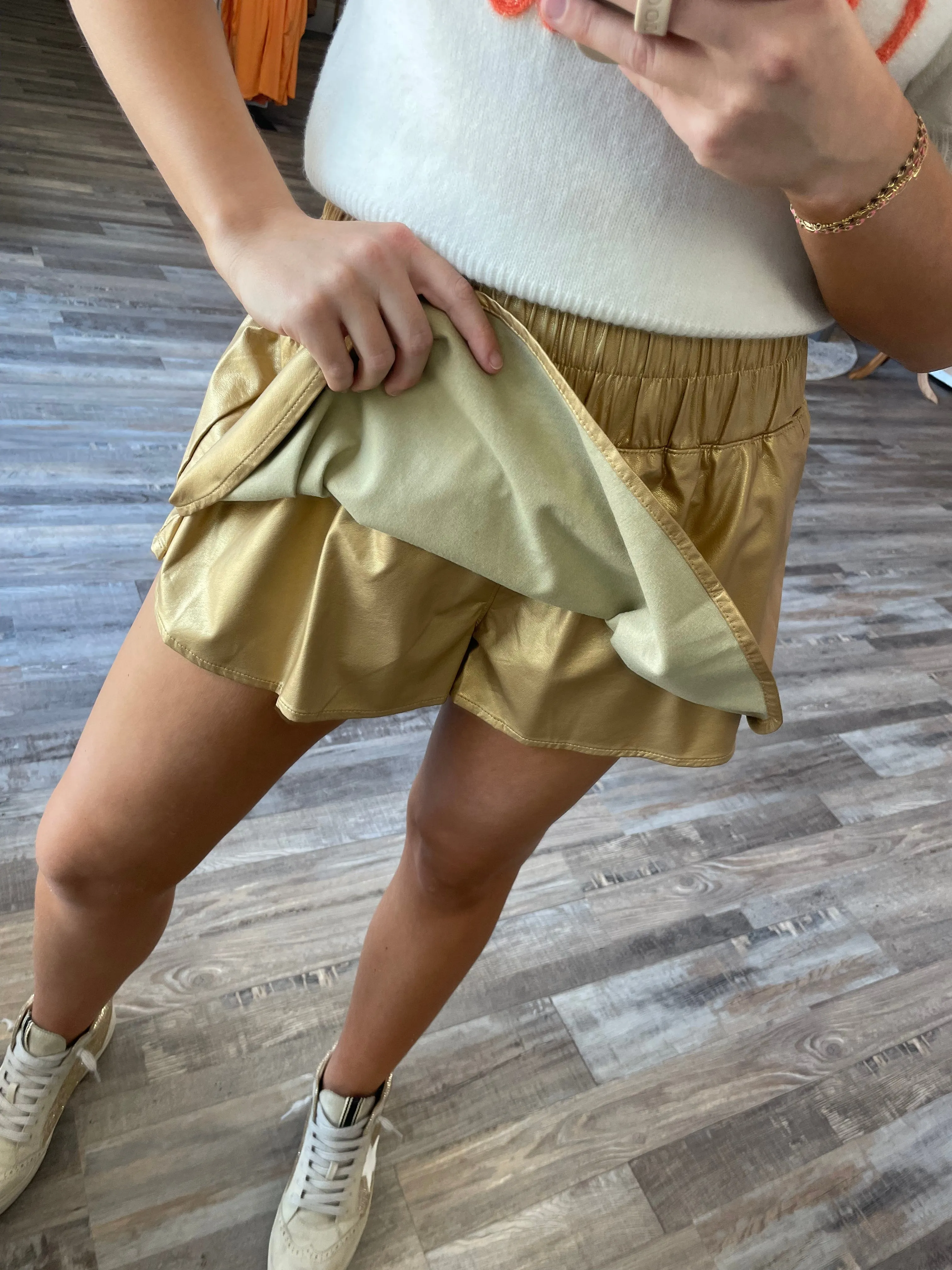Metallic Sporty Skort - Gold