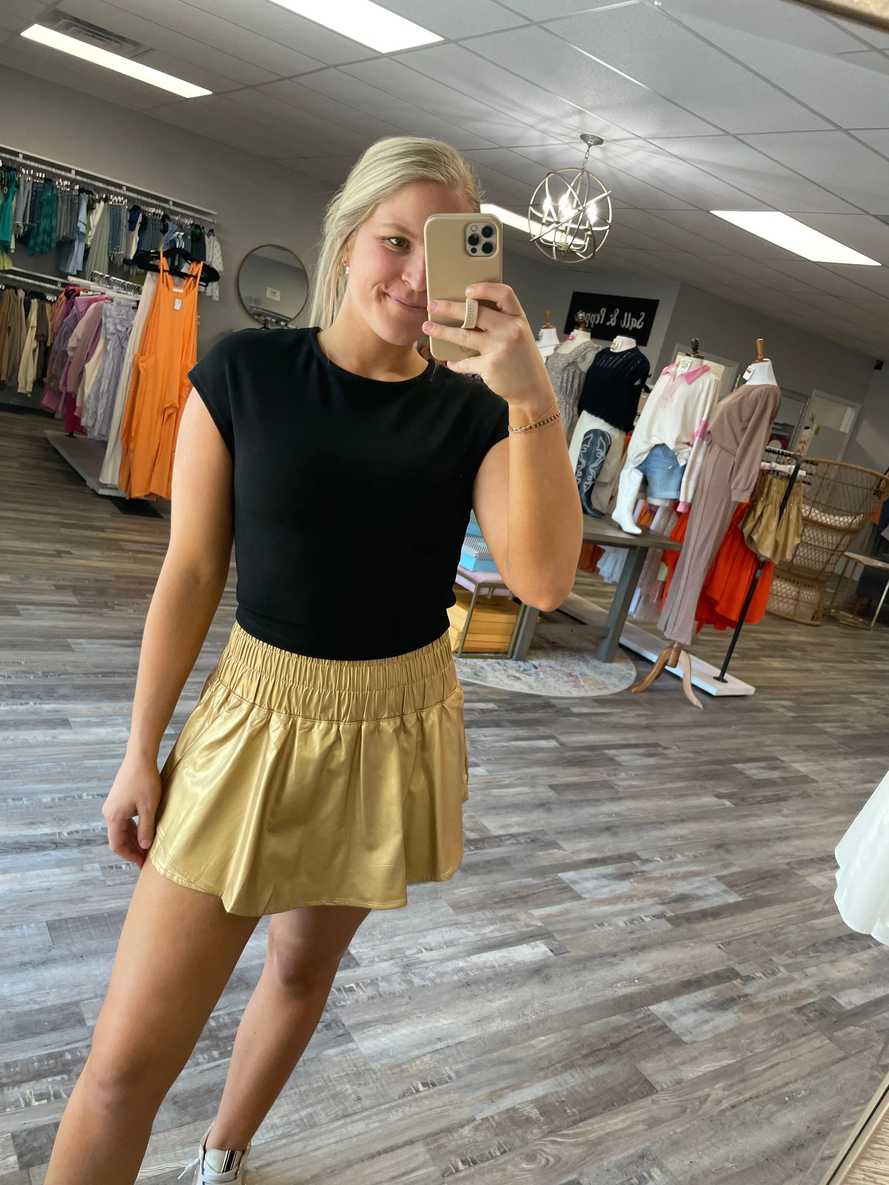 Metallic Sporty Skort - Gold