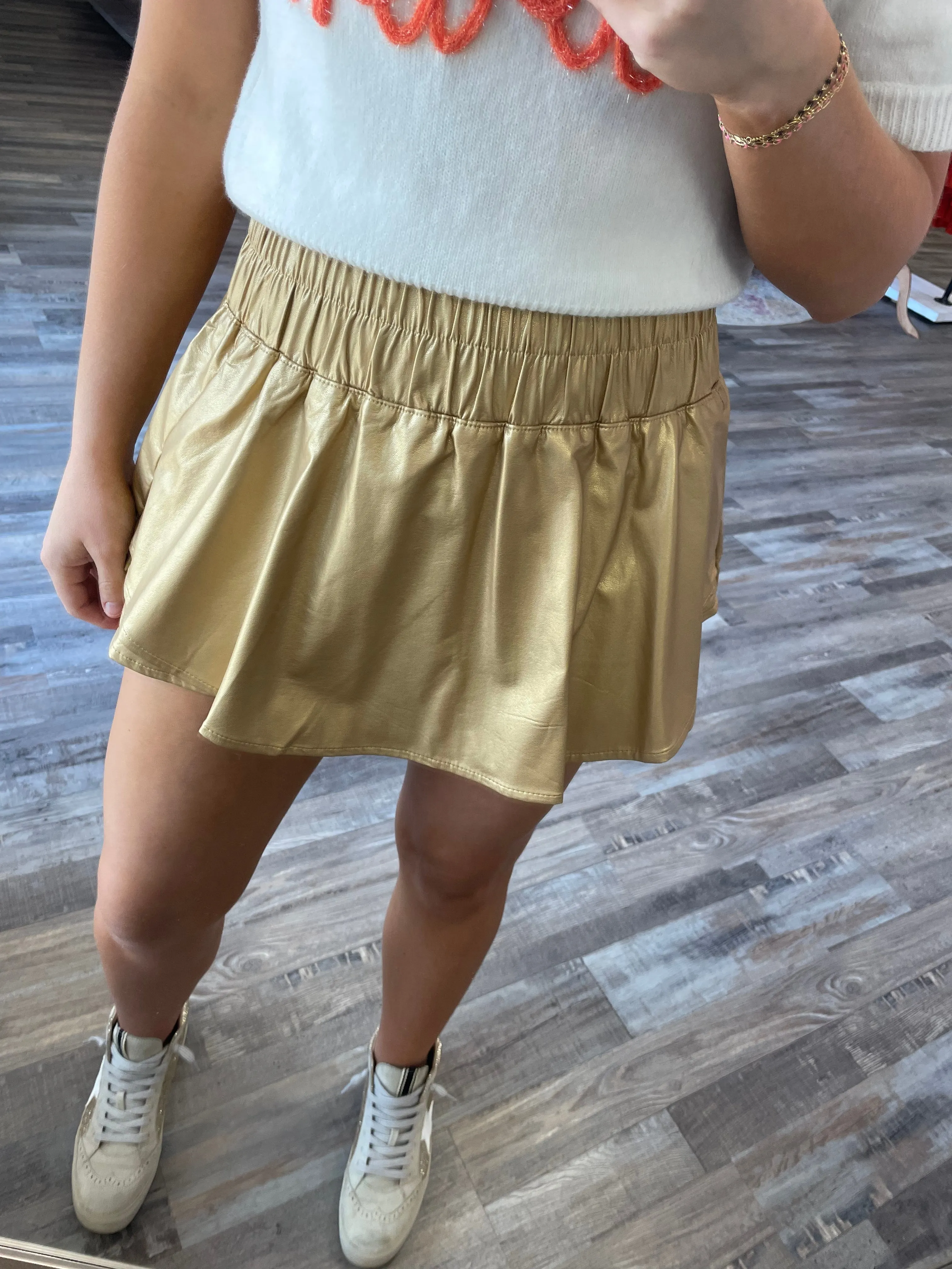 Metallic Sporty Skort - Gold