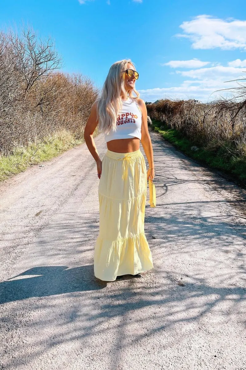 Petra Maxi Boho Skirt - Lemon