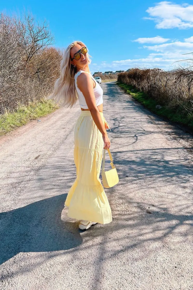 Petra Maxi Boho Skirt - Lemon