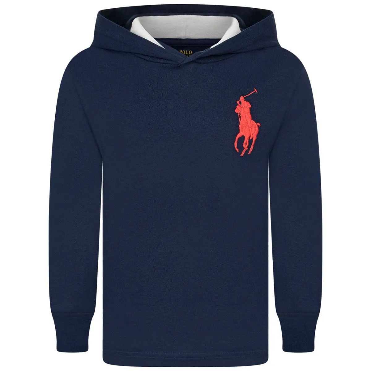 Ralph Lauren Boys Navy Cotton Jersey Hooded T-Shirt