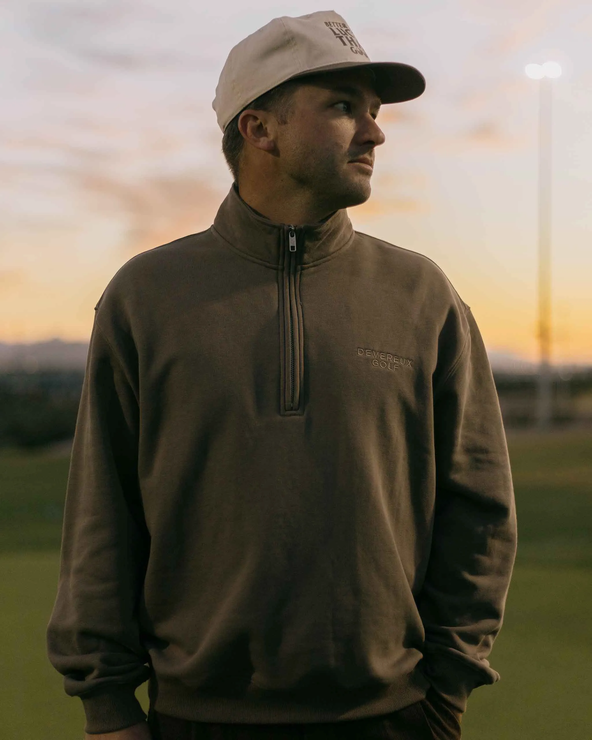 Relaxed Quarter Zip - Cafe Brown
