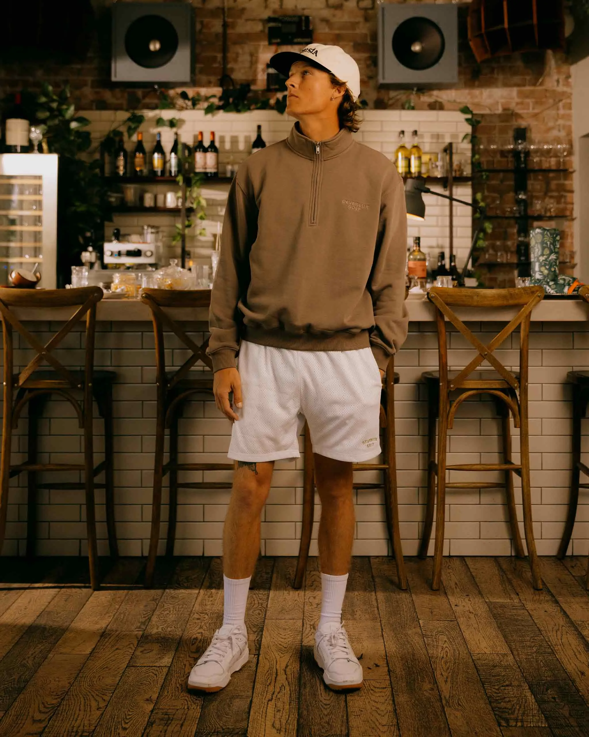 Relaxed Quarter Zip - Cafe Brown
