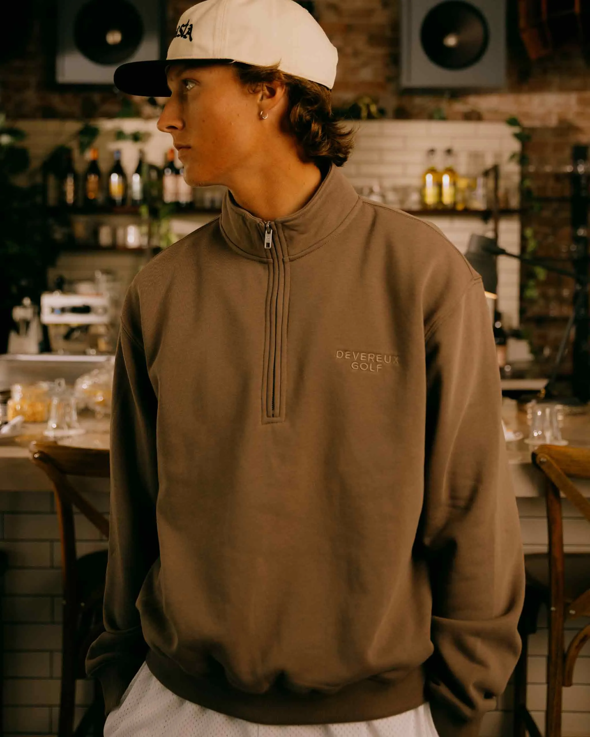 Relaxed Quarter Zip - Cafe Brown