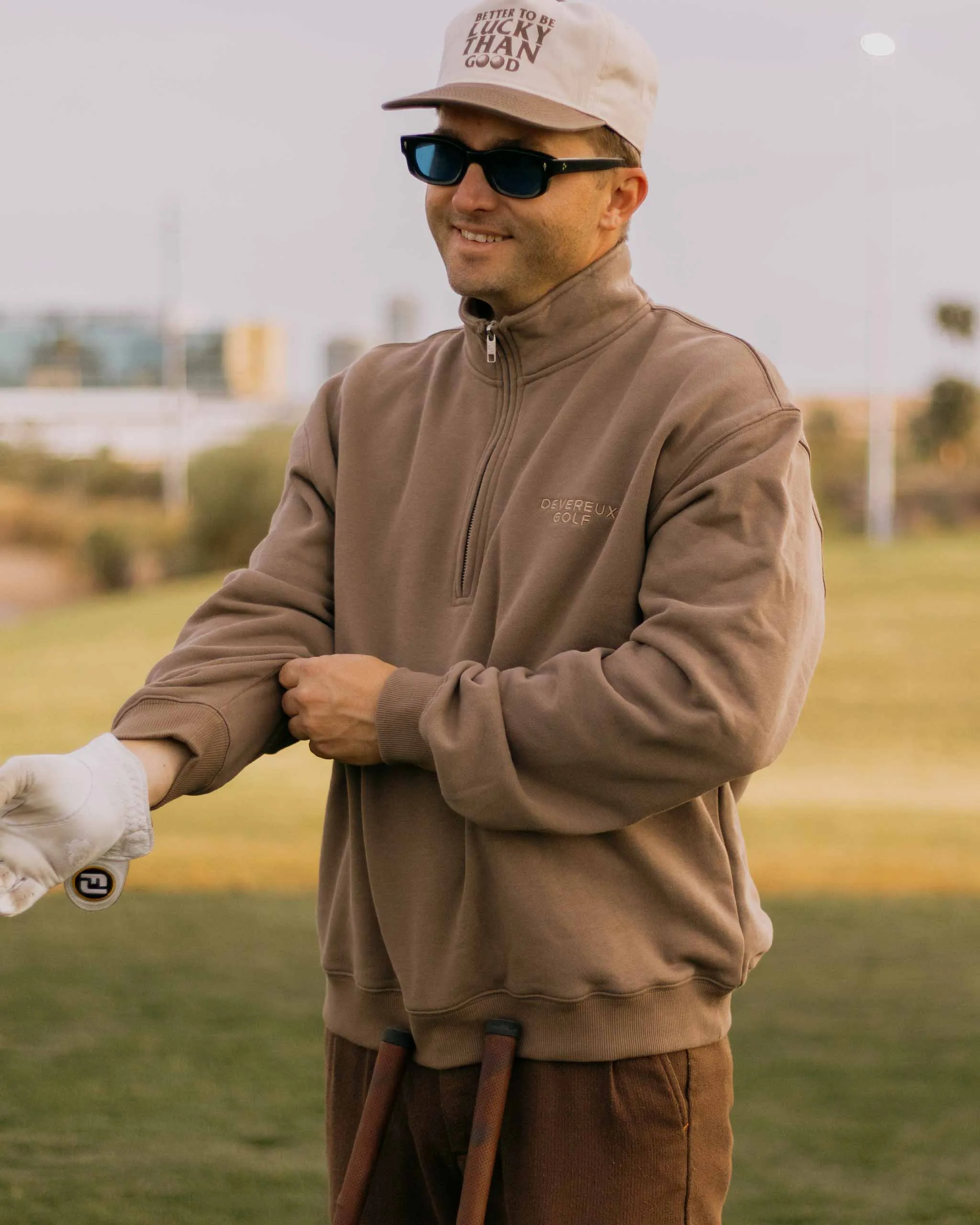 Relaxed Quarter Zip - Cafe Brown