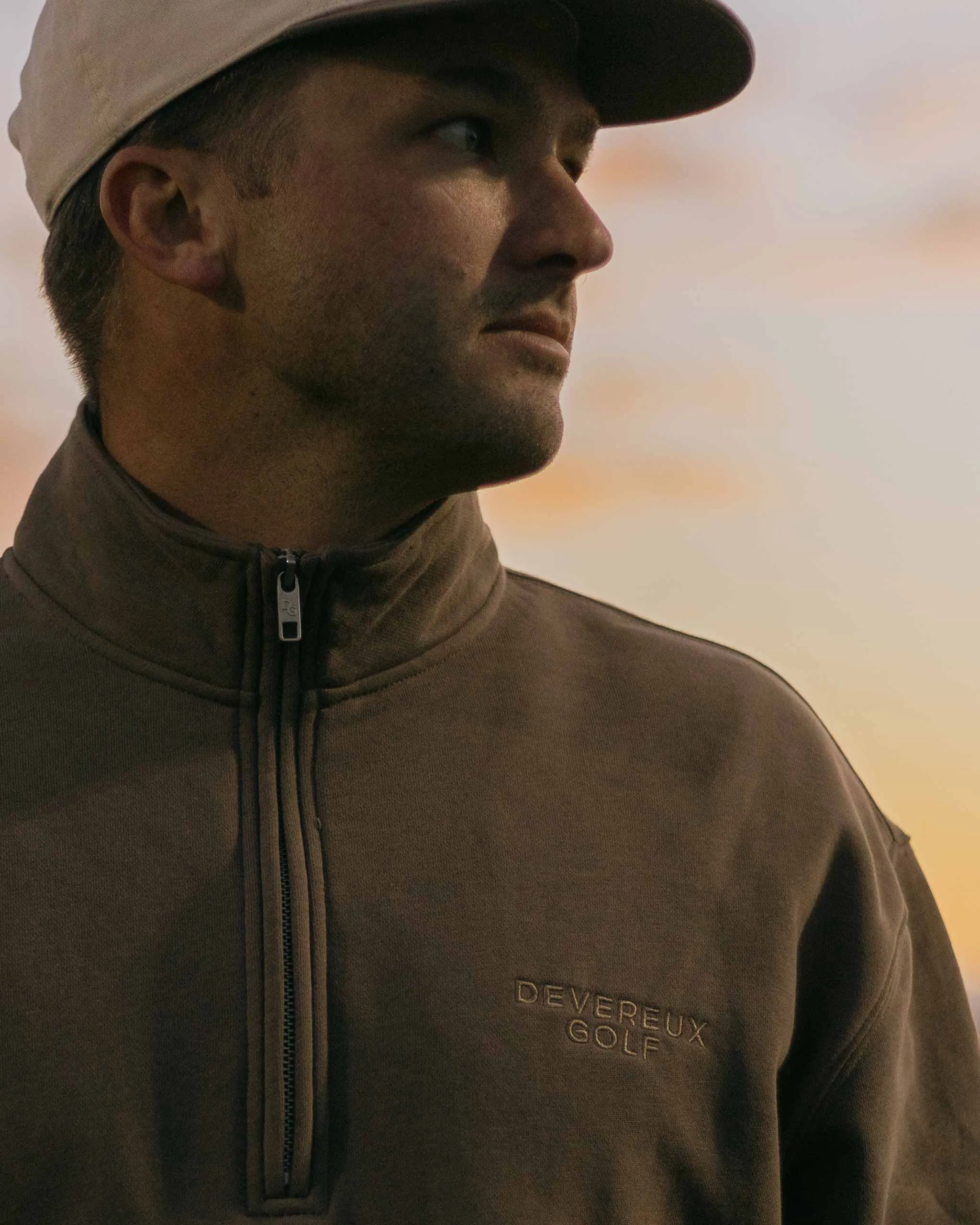Relaxed Quarter Zip - Cafe Brown